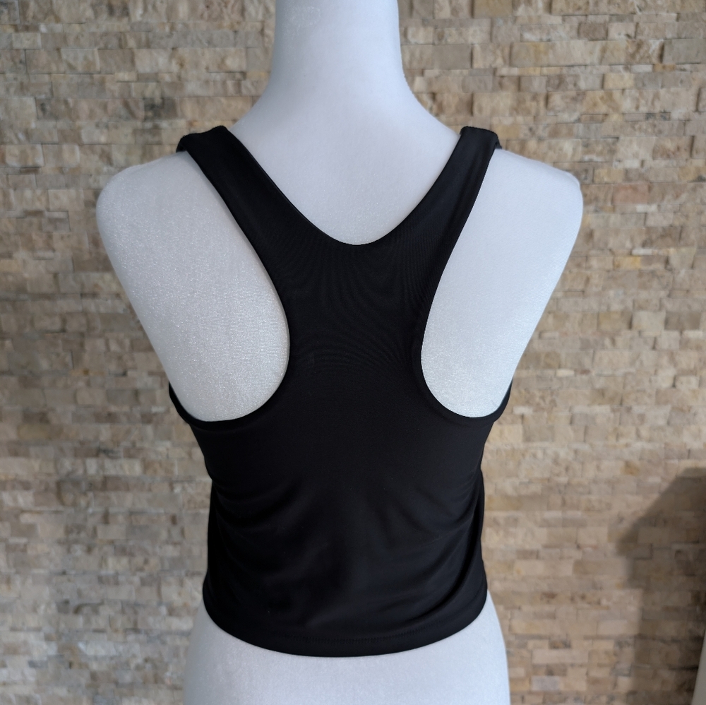 Sage Collective Black Colorblock Side Stripe Racerback Sports Bra Crop Top Sz L - Picture 9 of 9
